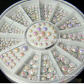 Latest 4 sizes white electroplate AB half-round nail art decoration wheel